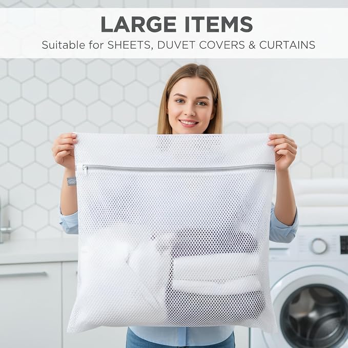 Laundry Bags Mesh Wash Bags, Large Garment Bag for Washing Machine, 2pcs | Extra Large Lingerie Bags for Washing Sheet, Throw Blanket, Curtain, Cushion Cover, Comforter, Large Items, XXL
