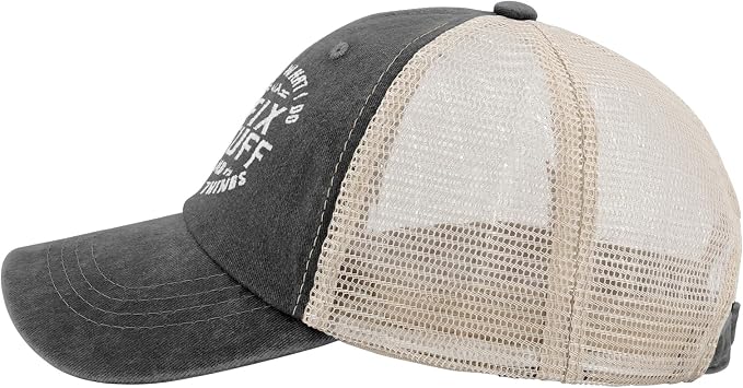 Embroidered That's What I Do I Fix Stuff & I Know Things Vintage Cotton Washed Soft Mesh Baseball Hat