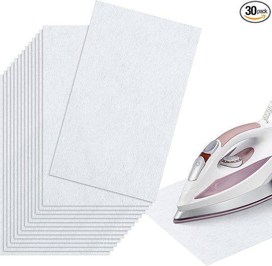 Briwooody 30 Pcs 6 x 10 Inch Hot Iron Cleaner Sheets Faultless Cream Stainless Steel Soleplate Iron Cleaner Kit Lining Cloth