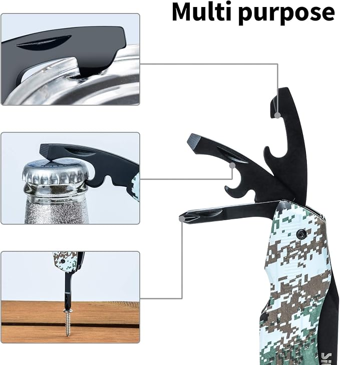 SIUPRO Multitool Pocket Knife Set for Men, Camo | Multipurpose 9-in-1 screwdriver kit, Multi Tool Pliers for Camping, Survival with Nylon Sheath, Gifts Idea