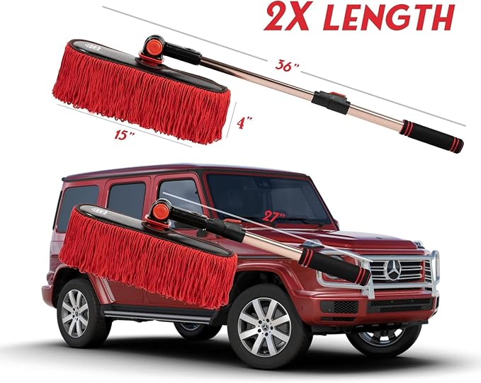Car Duster Exterior Scratch Free,Soft Car Brush Kit for Truck,SUV,RV and Motorcycle,Wax Cotton Hair,Dusters with Extendable Handle,Duster for Cleaning,Dust Pollen Removing,No Lint