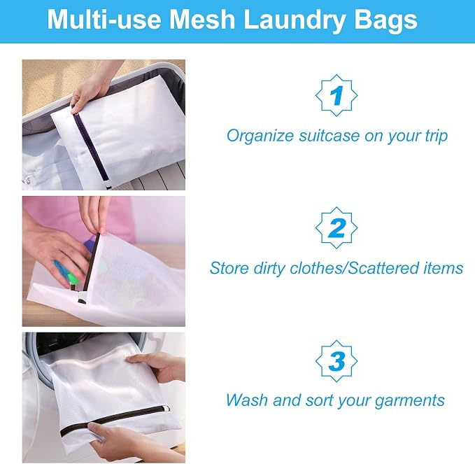 GOGOODA Mesh Laundry Bags for Delicates Durable Protective Wash Bags | Travel Storage Bags for Intimates Lingerie, 6PCS （3L,3M）