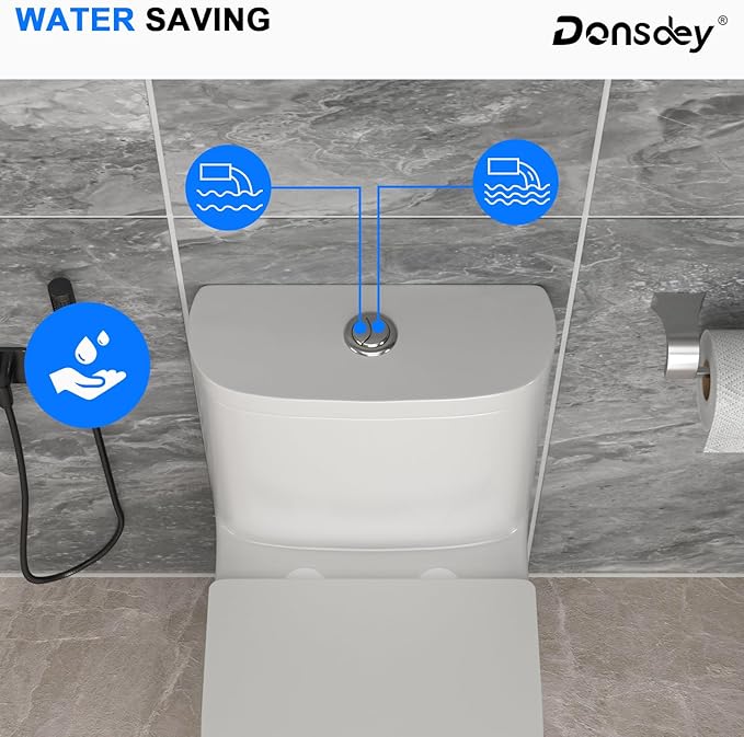 One Piece Toilet with ADA Height Seat- White Ceramic Toilets with 17.3" Chair Seat 1.1/1.16 GPF High Efficiency Water Saving Power Flush Toilet Bowl Modern Bathroom