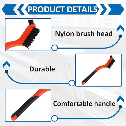 6-Pack Nylon Cleaning Brushes, Small Detail Cleaning Brushes for Tight Spaces, Dual Head Scrub Brushes for Car Detailing, Kitchen, Bathroom, Crevice Cleaning