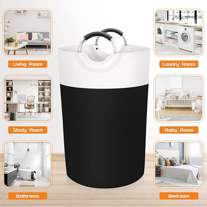 BlissTotes Laundry Basket, Laundry Hamper, Collapsible Laundry Baskets, Dirty Clothes Hamper, Waterproof Laundry Basket with Foam Protected Aluminum Handles for College Dorm, Family 115L (Black) | Collapsible Dirty Clothes Hamper, Foldable Laundry Bag ...
