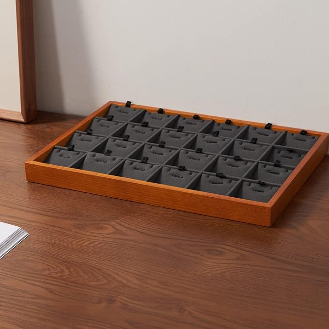 Oirlv Wooden Jewelry Tray,Jewelry Drawer Organizer,Necklace Display Tray | Stackable Design,Organizing and Presentinge Legantly on Dressers&in Dresser,Keeps Necklaces and Pendants Flat and Untangled