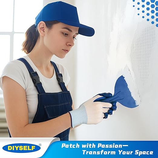 DIYSELF 21 Pack Drywall Repair Kit, 14 Mesh Patches, Wall Patch Repair Kit | 14 Self-Adhesive Mesh Patches in 4 Sizes, Drywall Patch Kit for Nail Holes, Wall Hole Repair Kit with Scrapers for Homeowners