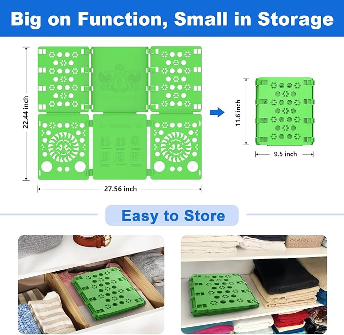 BoxLegend V3 Shirt Folder Board Tshirt Clothes Folding Board Durable Green | Shirt Folding Board,Plastic,For Adults and Kids,Laundry Sorter and Liner,Flip and Fold