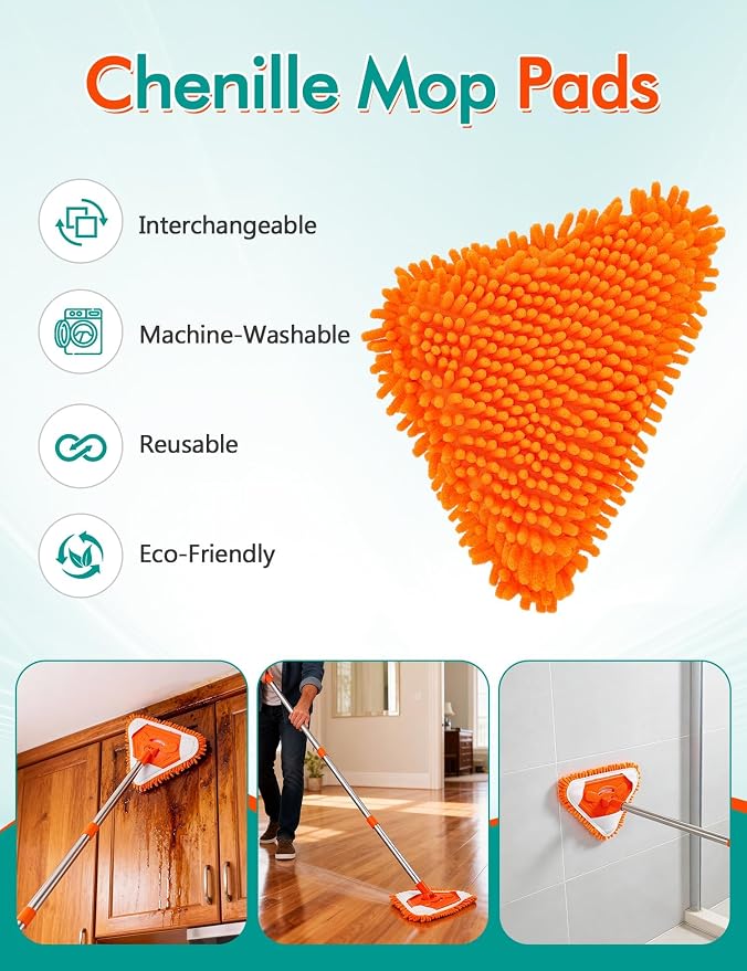 Ceiling Fan Cleaner Duster Kit, 4-in-1 with 76" Extendable Handle | 180° Rotating Head for Fan Blades, Blinds, Walls and Dusting, Wall Cleaner Mop Feather Duster Cleaning Kit