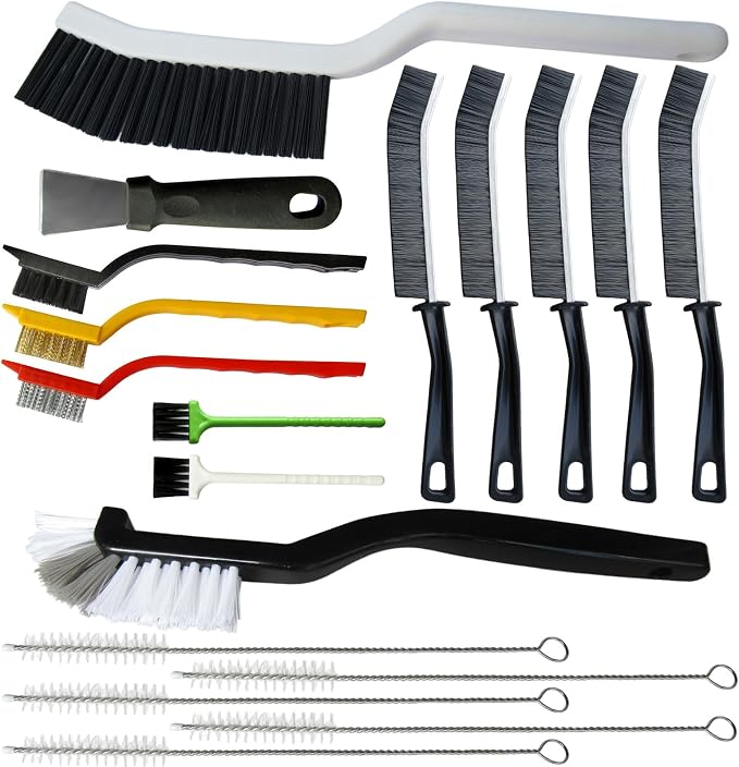 CRAFNEW 18Pcs Crevice Cleaning Brush Set | All-Round Small Space Scrub Brushes for Tile Grout, Window Tracks, Car Air Vents, Kitchen Sinks, Bathroom Narrow Grooves