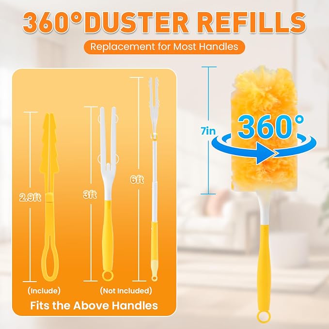 Alotiki Duster Refills, 160 Count 360° Dusters for Cleaning with 4 Handle | Heavy Duty Duster Refill for Dust Cleaning, 360° Double-Sided Disposable Duster for Blinds, Electronics, Furniture