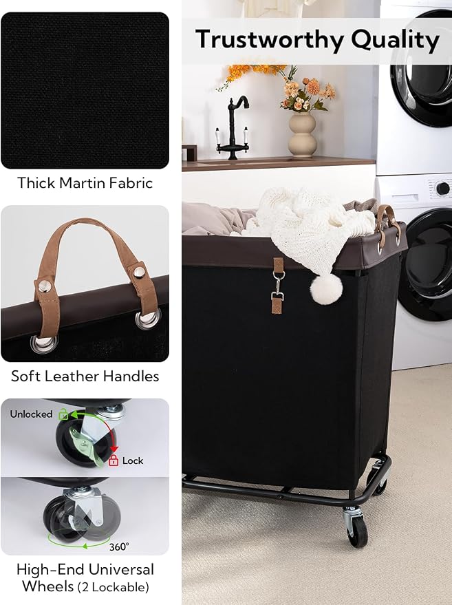 StorageWorks 320L Laundry Basket with Wheels, Rolling Hampers for Clothing