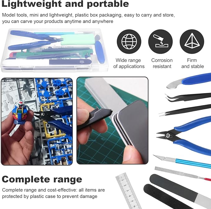 Fippy 11PCS Model Kit Tools, Gundam Model Tool Kit, Hobby Building Tools Kit for Gundam Basic Model Assembling, Building and Repairing