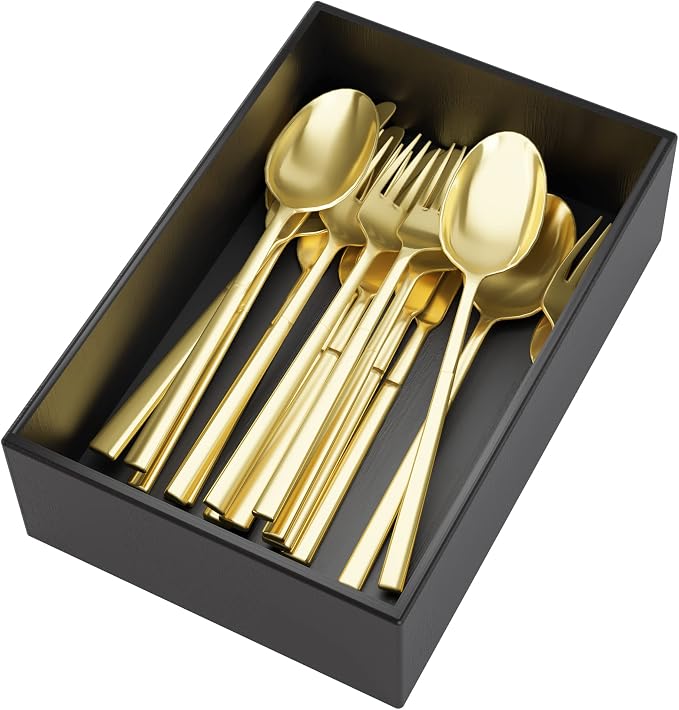 Black Bamboo Drawer Organizer - Silverware&Utensil Holder Organizer for Kitchen Drawers, Multi-Use Drawer Dividers Boxes for Bathroom Counter，Cabinet, Garage, Office Desk, Makeup, Jewelry (9"6"2.5") | Silverware Cutlery Utensil Tray, Multi-Use Drawer D...