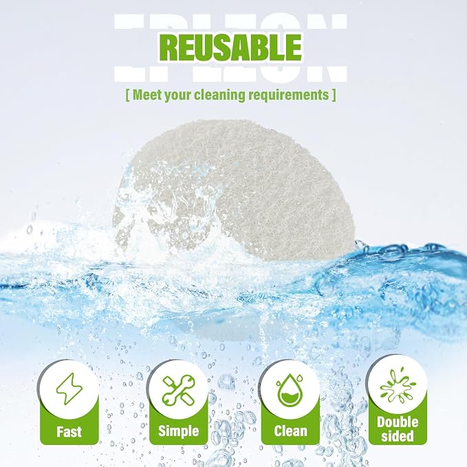 4 Inch Drill Brush Scrub Pads Cleaning Kit, 5X Faster Cleaning, Reusable Double Sided Scrub Pad for Bathroom Shower Tub Tile Grout Kitchen Toilet Hard Surfaces, 9 Pack(White)