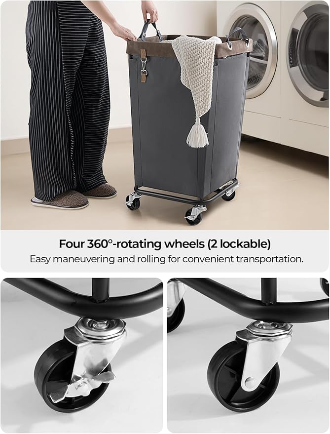 StorageWorks 160L Laundry Basket with Wheels, Rolling Hampers for Clothing