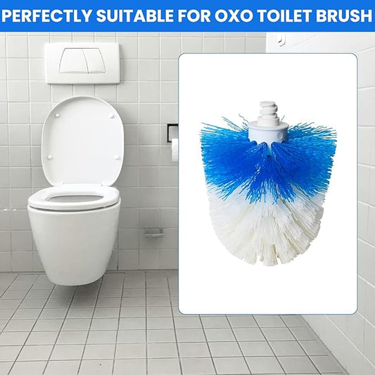 Toilet Brush Refills for OXO Toilet Brush Only, 4 Pack Toilet Brush Replacement Head, Blue & White, Nylon & Plastic Material Bristles