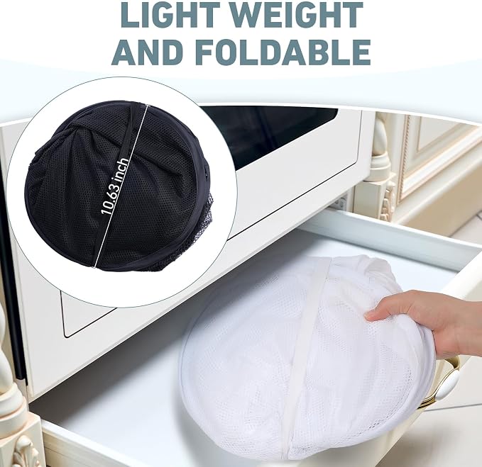 2 Pieces Up Laundry Hamper, 3 Compartment Collapsible Mesh up Laundry Basket, Collapsible Mesh Laundry Baskets for Family College Dorm Hoom Dirt Clothes Bin with Handle