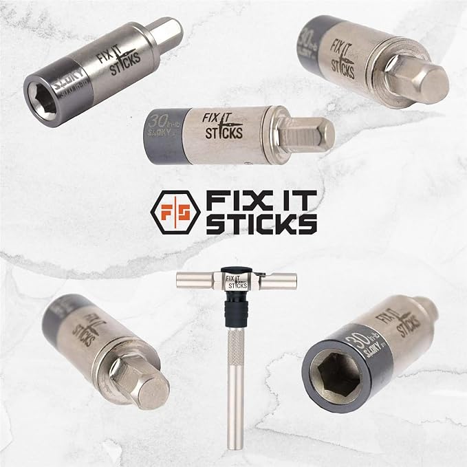Fix It Sticks Set of 2 tools Bundle - Ratcheting T-Way Wrench & Torque Limiter 30 Inch-lb – Precision Set for Home and Professional Use – with microfiber cloth