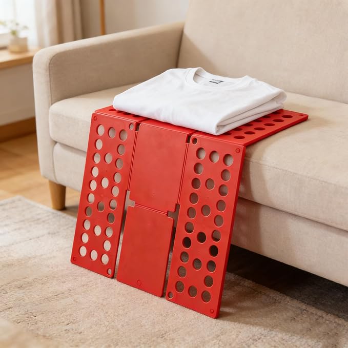 Clothes Folding Board, Blue Adjustable T-Shirt Folder,Kids clothes foldingboard 、Small Size for 1-9 Years Old、folding board for kids 15.7 x 18 Inch, Laundry Organizer for Adults and Kids(RED)