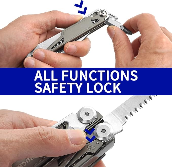 Multitool SK02, VG-10 Knife,19-in-1 Multi-tool Pliers with Titanium-plated Handle,Compact & Lightweight EDC Multi Tool with Nylon Sheath for Men,Outdoor Survival,Hiking,Camping
