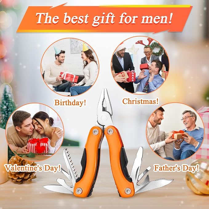 14-in-1 MINI Multitool Pliers, Portable Multitool Pliers Pocket Knife Gifts for Men on Father's Day Christmas, (EDC) Pocket Multi Tools for Outdoor, Garden, Camping, Hiking, Everyday Carry.