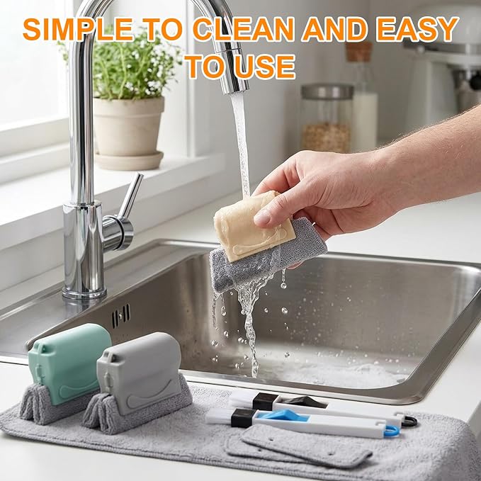 8-Piece Set with 3 Brushes and 2 Scrapers, Window Track Cleaner, Window Track Cleaning Tools for Window Sill Cleaning,Plastic Material Design for Home Maintenance