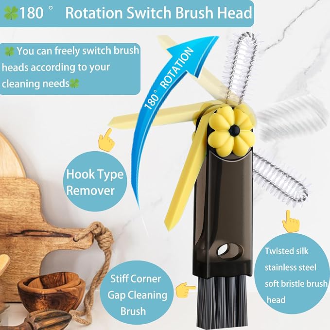 3-in-1 Cup Lid Cleaning Brush, Cup Lid Brush, Multifunctional Water Bottle Cleaning Brush, Home Kitchen Crevice Brush Tools for Tiny Cup Lid Detail, Bottle Tight Spaces Cup(3 PCS)