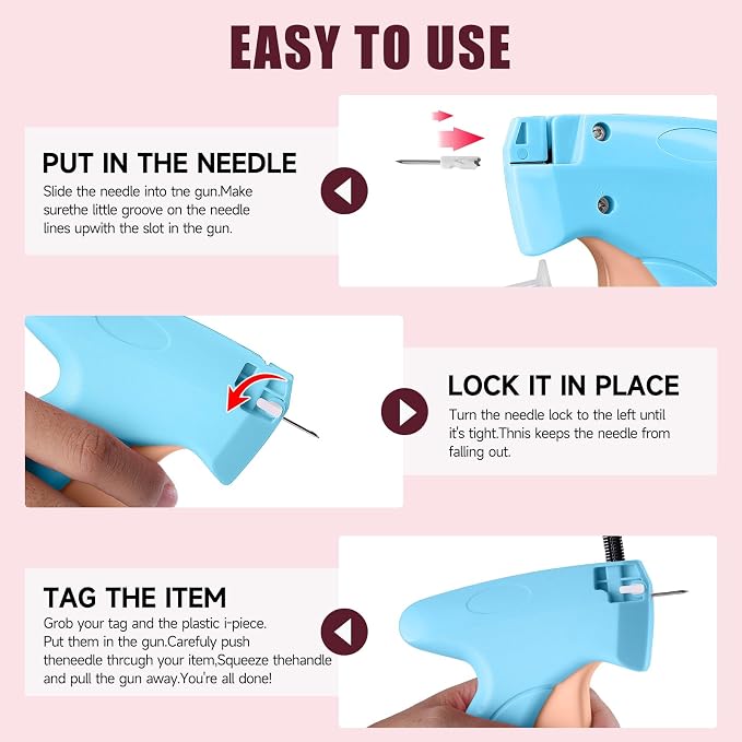 Stitchy Micro Tagging Gun Blue and Pink - Total 4000 Fasteners Portable Hemming Tool Applicable to Temporary Hems on Shirt Sleeves Pants and Dresses