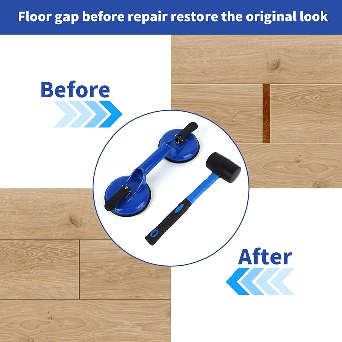 FCHO Floor Gap Fixer Tool for Floor Gap Repair with Suction Cup and Mallet | Vinyl Floor Gap Repair Tool With Suction Cup Mallet Can't use on scraped surface floor, Smooth Surface Use