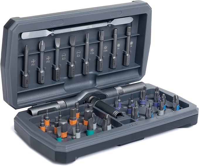 42 in 1 Magnetic Screwdriver, Screwdriver Set, Multi Bit Ratcheting Screwdriver Set with Storage Case Repair Tool Kit for Computer, Eyeglass, Bicycles, Watch, Ring Doorbell, Furniture and DIY