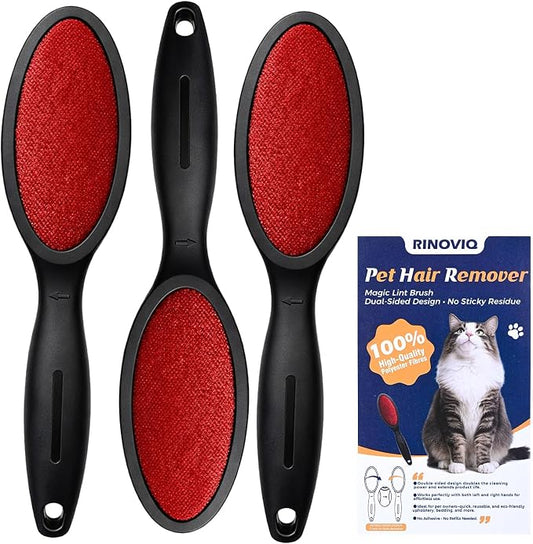 3 Pack Double Sided Magic Lint Remover Brush for Pet Hair, Reusable Velvet Fabric Lint Brush for Clothes, Couch Furniture & Upholstery, Dog & Cat Fur Remover