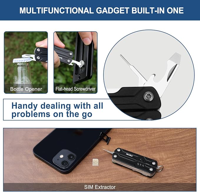 NexTool Mini Sailor Lite Keychain Multitool, Bladeless | 9-in-1 Small Multitool, TSA-Compliant, EDC Tools with SIM Extractor, Mini Scissors, Needle Nose Pliers for Travel, Gifts Idea