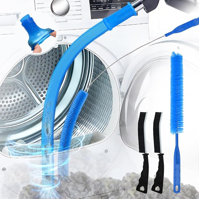 Sealegend 5Pcs Dryer Vent Cleaner Kit Universal Vacuum Hose Attachment Blue | Brushes for Refrigerator Coils, Drain, Condenser, Sinks & Tile Grout