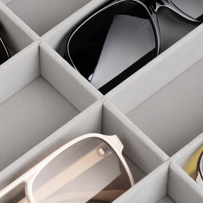 Frebeauty 8-Slot Sunglass Organizer,Velvet Sunglass Holder for Drawer | Vanity Glass Holder,Sunglass Case For Multiple Sunglass,Sunglass Tray,Glass Storage,Sunglass Box for Women,Eyeglass Organizer