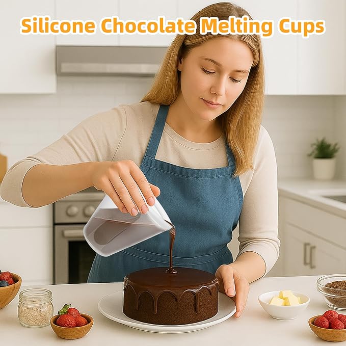 3PCS Chocolate Melting Cup Reusable Storage Silicone Bags Platinum cured silicone BPA-Free top gadgets for bakers