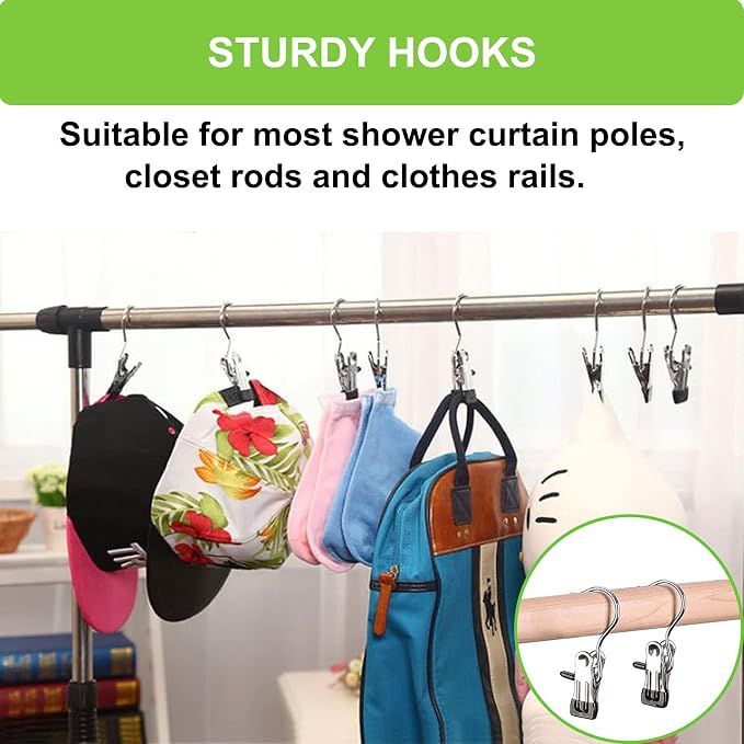 Boot Hangers Clips, 100 Pack Black Laundry Hooks Hanging Clips Clothes Pins Closet Hanger Organizer Clamps Socks Towel Clips