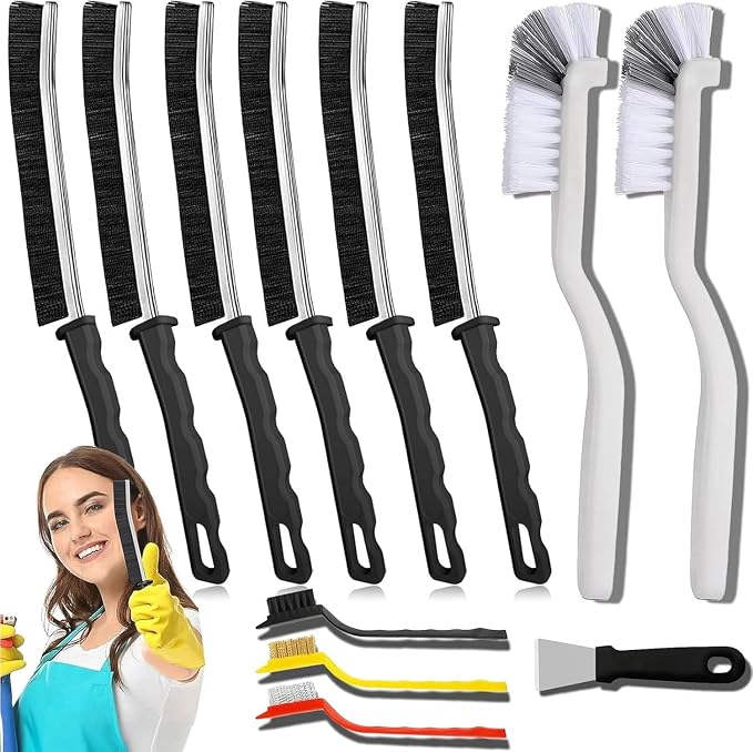Crevice Cleaning Brush Set, 12 Pack | Hard Bristle, Gap Cleaning Tool