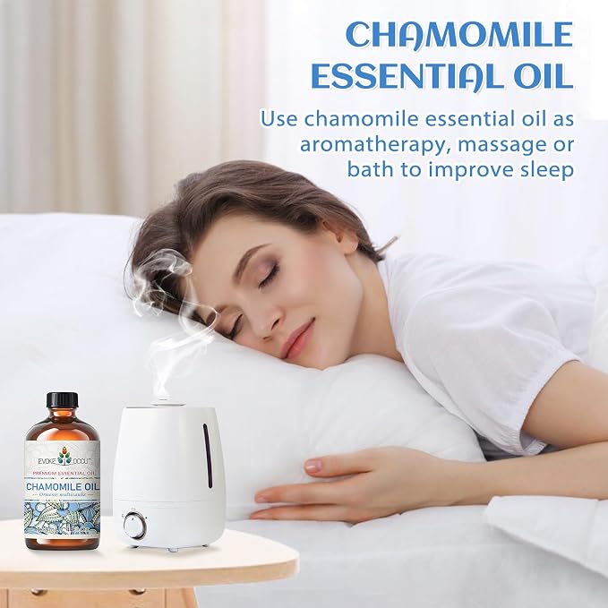 EVOKE OCCU Chamomile Essential Oil for Skin Hair & Diffuser | Herbal Scent, Suitable for Use Before Sleep, During Yoga, for Massage, Nail Care, and DIY – 118mL / 4 fl oz