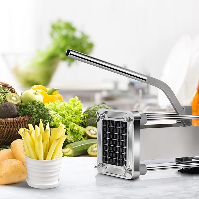 Sopito French Fry Cutter for Potatoes, 1/2 Inch Professional Grade | Durable Stainless Steel, Easy Lever Operation, Fast Cutting, Ideal for Family Meals, Parties and Batch Food Prep