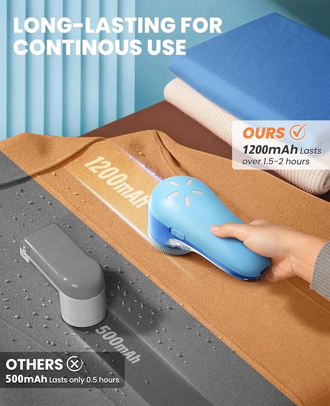 POPCHOSE Fabric Shaver, Lint Shaver with 6-Leaf Blade, Rechargeable | Lint Remover with Type-C Fast Charing Port, Sweater Defuzzer, Clothes Shaver for Couch, Furniture, Blanket, Remove Pilling