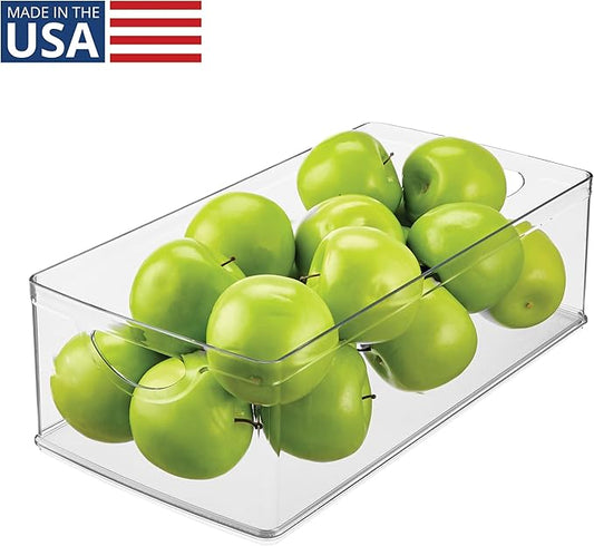 iDesign Stackable Clear Plastic Extra Long Storage Bin, Organizer for Kitchen Cabinet or Pantry