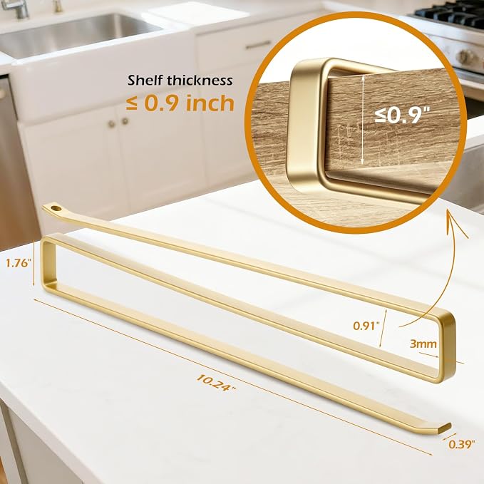 Tumbler Lid Organizer, Kitchen Space-Saving Cup Holder, Organizers for Under Cabinet Storage, No Glue or Drilling Required (Golden)