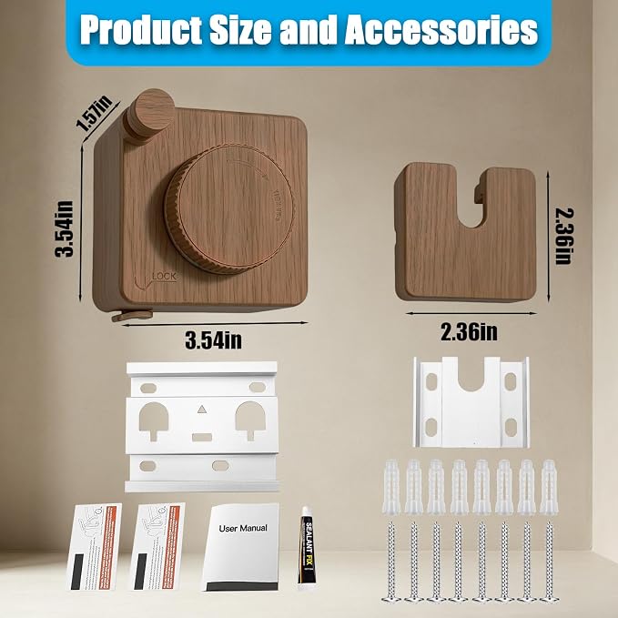 Retractable Clothesline Indoor Outdoor 17.4Ft Non-Sag (1, Dark Wood Grain) | Stainless Steel Heavy Duty Design Laundry Wash Line with Wall Mounted, Space-Saving Drying Rack for Bathroom, Balcony