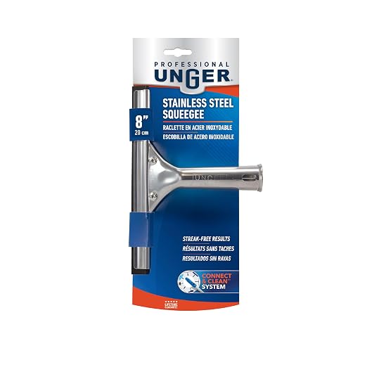Unger Professional 8” Stainless Steel Window & Glass Cleaning Squeegee - Cleaning Supplies, Heavy Duty Squeegee for Window Cleaning, Streak Free Results