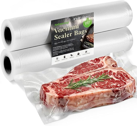 Vacuum Sealer Bags 8"x10' 2 Rolls | Commercial Grade, BPA Free, Freezer Bags, Puncture Prevention, Sous Vide Compatible,Kitchen Gadgets