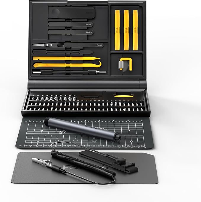 Fanttik Precision Electric Screwdriver Kit E1 NEX Workstation | 64 Magnetic Bits, 12 Types Fix Tools, 0.05/0.2 N.m, Magnetic Storage, Repair Tool for Phone Laptop Watch Electronics