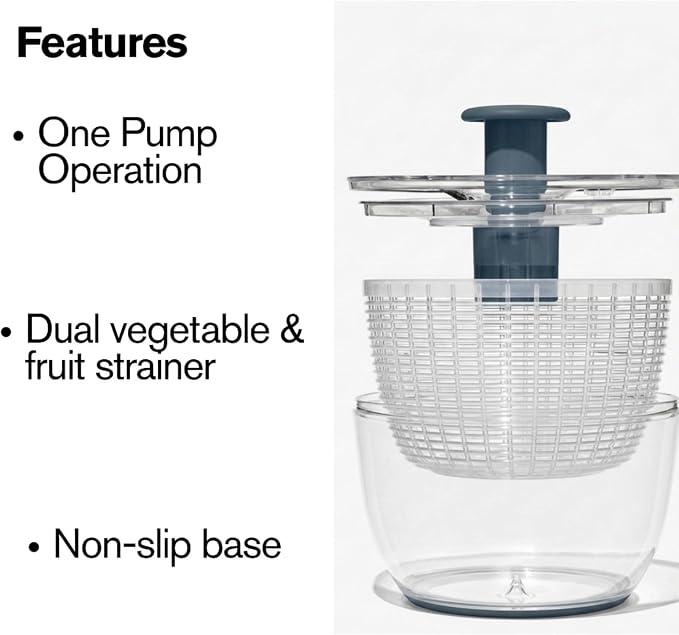 Salad Spinner 6.3Qt – Large Lettuce Spinner & Vegetable Washer, Fruit Washer Bowl with Strainer, BPA-Free Produce Cleaner & Dryer for Kitchen