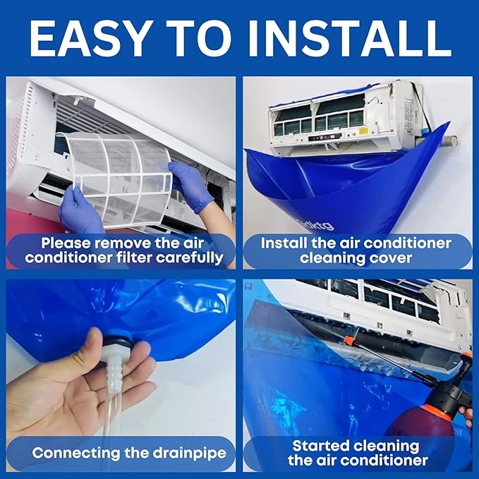 Oiktylr Mini Split Cleaning Kit with 2L Pressure Sprayer, Fits 38-48in | Waterproof & Leakproof AC Cleaning Kit Bag, Reusable, Durable PVC, Fits Systems 18,000-24,000 BTU Air Conditioner Unit