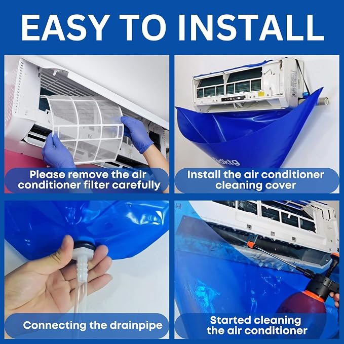 Oiktylr Mini Split Cleaning Kit with 2L Pressure Sprayer, Fits 27-37in | Waterproof & Leakproof AC Cleaning Kit Bag, Reusable, Durable PVC, Fits Systems 9,000-12,000 BTU Air Conditioner Unit
